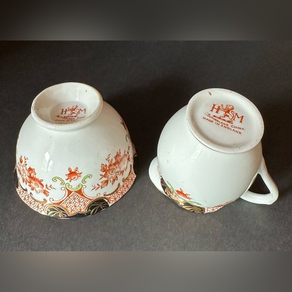 HM Sutherland England Vintage Sugar & Creamer Imari Inspired Floral Trellis 2458 - Picture 4 of 7